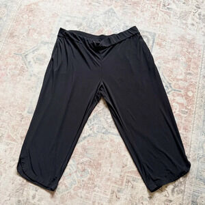 Black Pull On Black Stretch Cropped Trouser Pockets Dennis Basso XLP